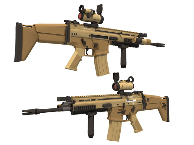 FN SCAR assault rifle paper craft model kit 